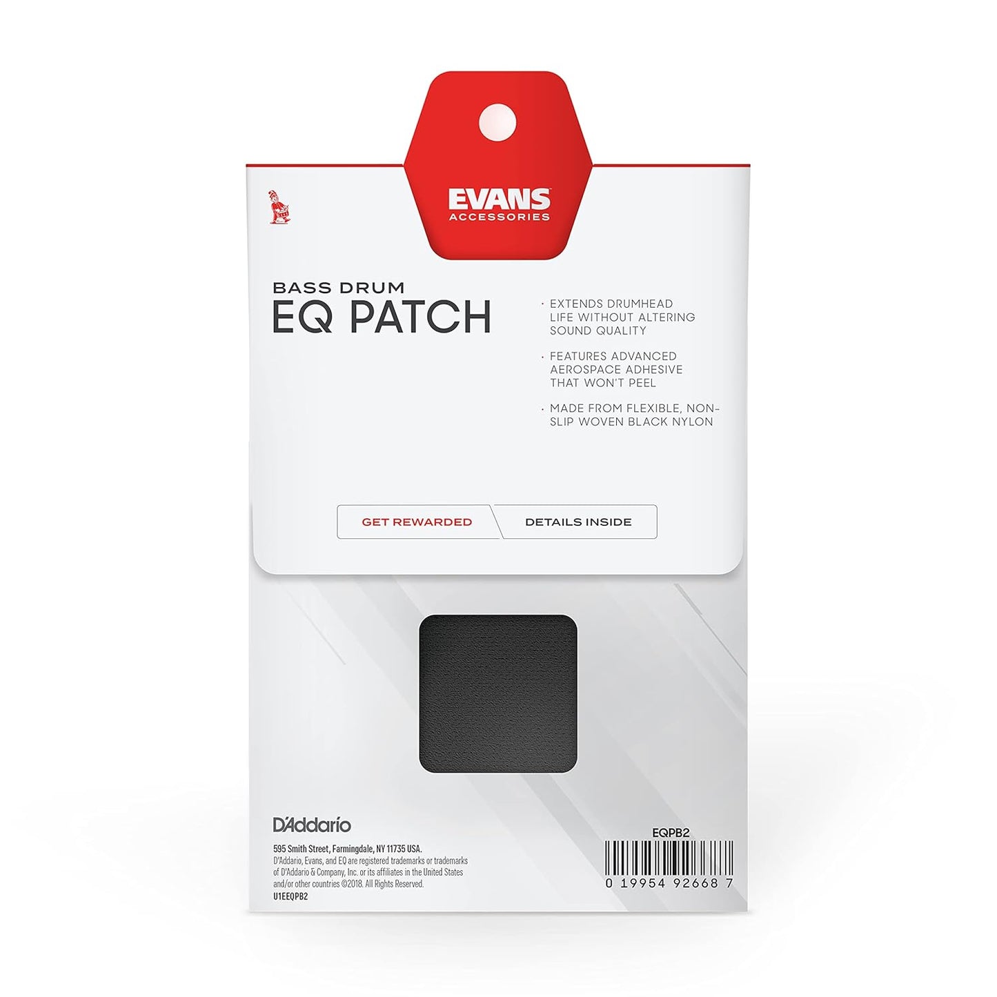 Evans EQ Double Pedal Patch, Black Nylon, D'Addario