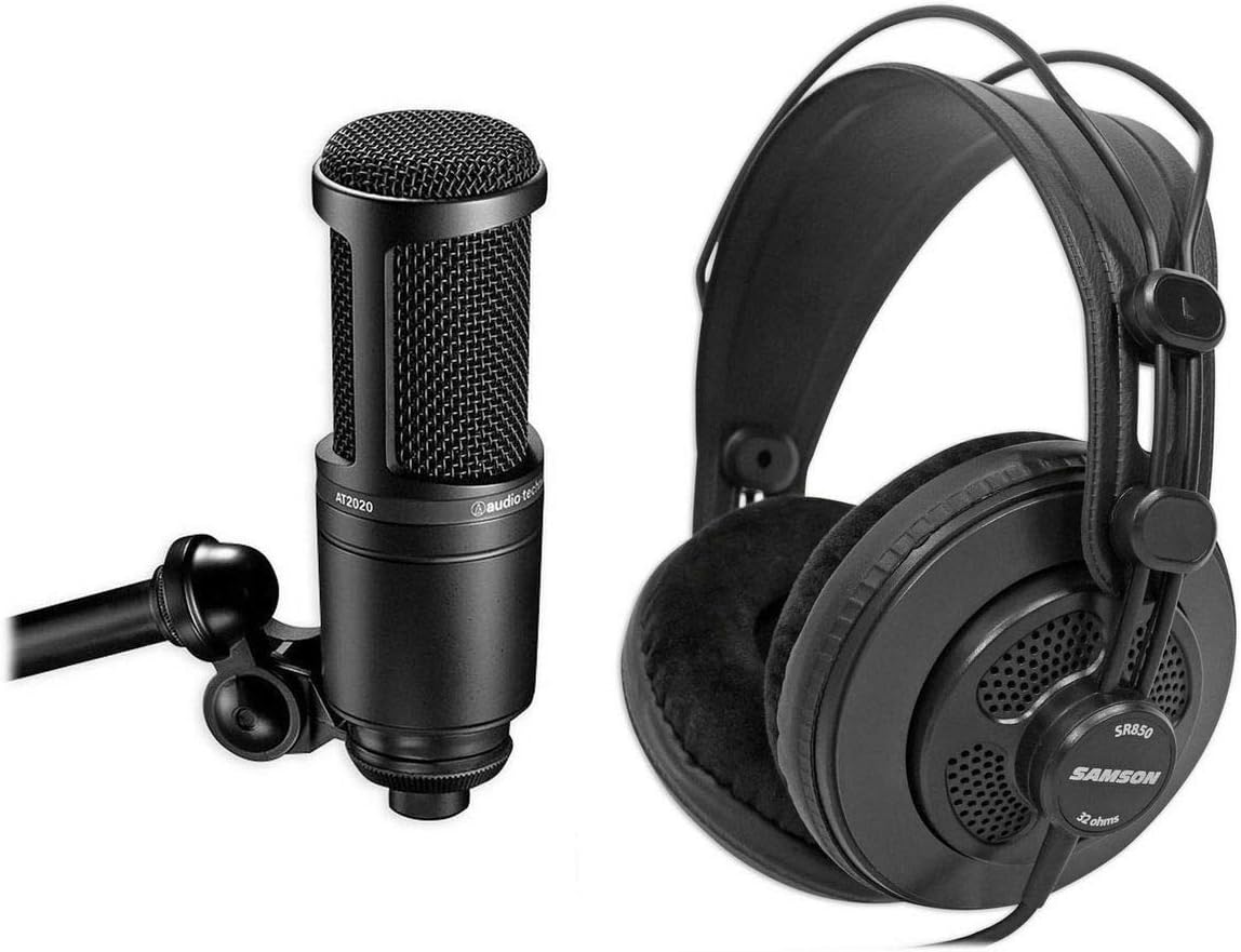 Audio-Technica AT2020 Cardioid Condenser Studio Microphone Bundle with Pop Filter