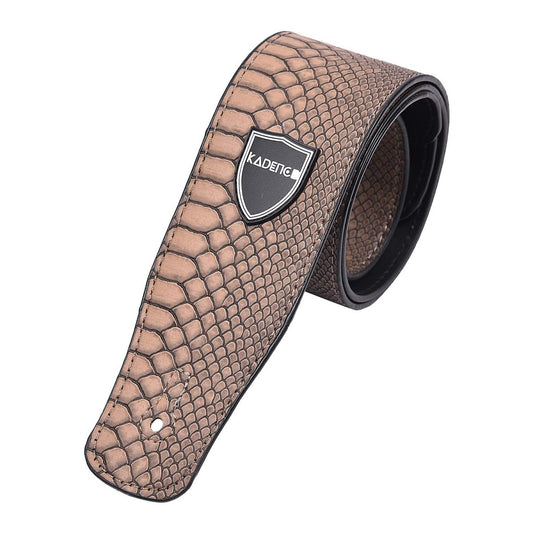 Kadence Faux Snakeskin Mustard Guitar Strap Adjustable for Electric, Bass, Acoustic Guitars