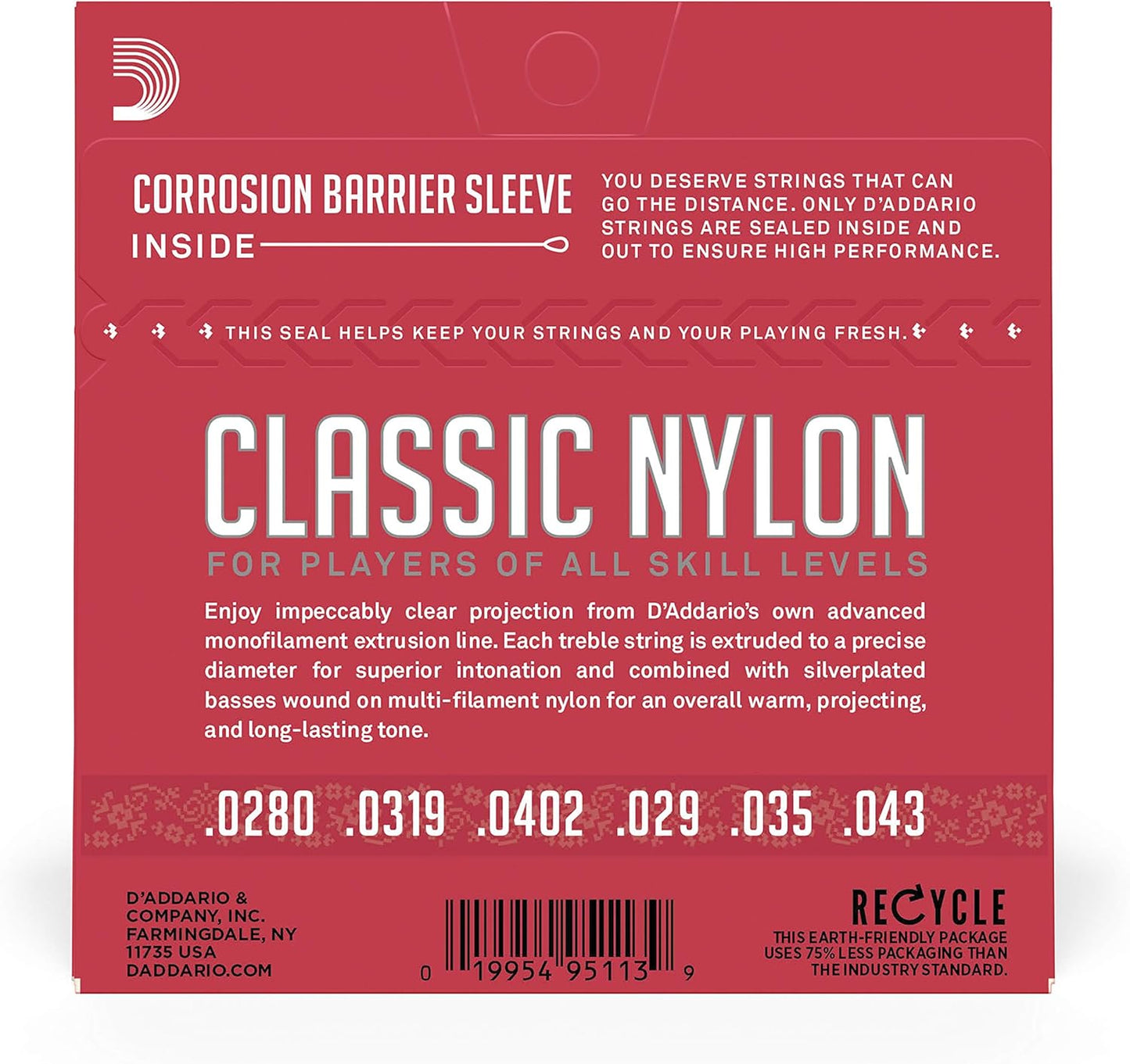 D'Addario EJ27N Nylon Classical Normal Tension Guitar Strings