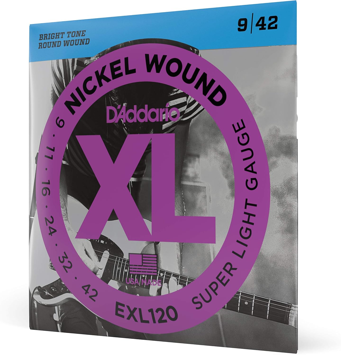 D'Addario EXL120 Nickel Wound 9-42 Super Light Electric Guitar Strings (Nickel)