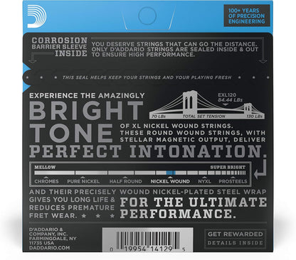 D'Addario EXL120 Nickel Wound 9-42 Super Light Electric Guitar Strings (Nickel)