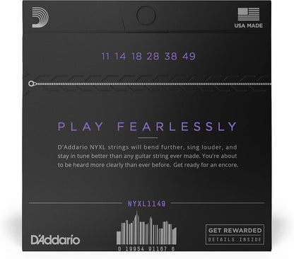 D'Addario Electric Guitar Strings, NYXL Nickel Plated, NYXL1149, Medium Gauge 11-49, 6-String Set, Pack of 1