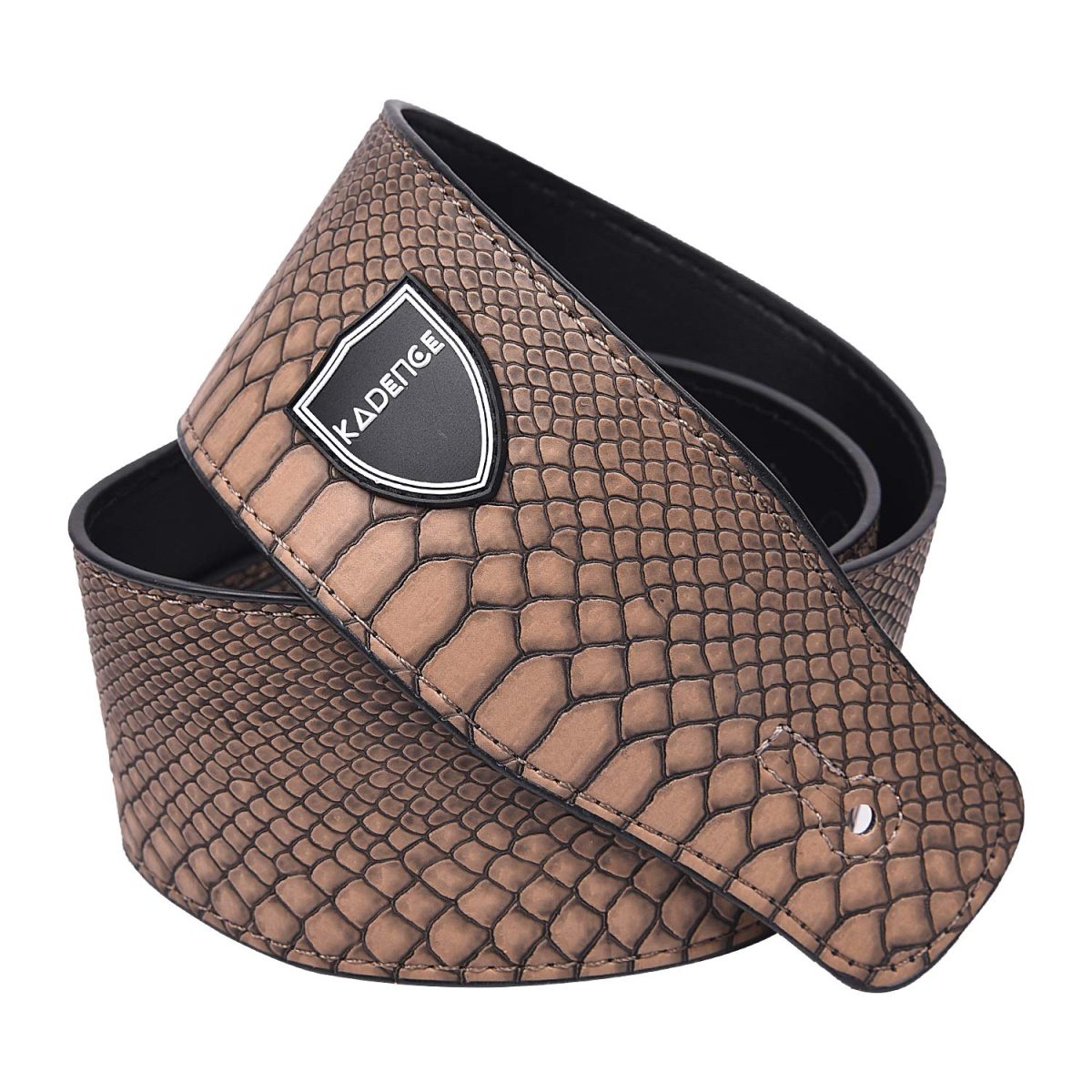 Kadence Faux Snakeskin Mustard Guitar Strap Adjustable for Electric, Bass, Acoustic Guitars