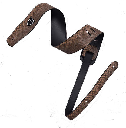 Kadence Faux Snakeskin Mustard Guitar Strap Adjustable for Electric, Bass, Acoustic Guitars