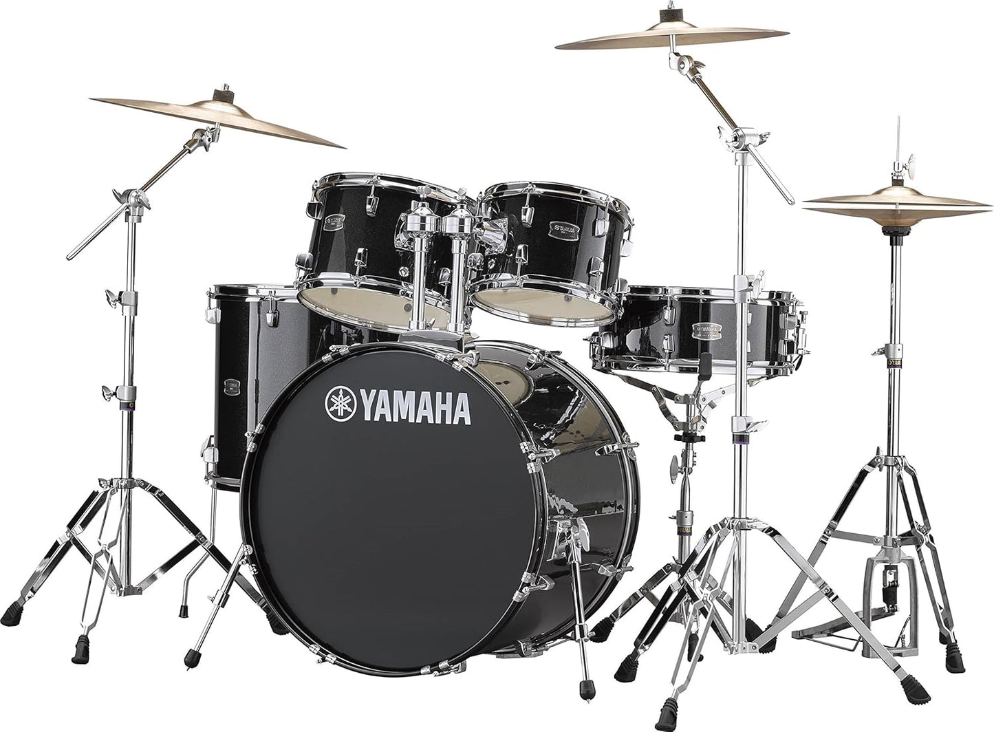 Yamaha Rydeen RDP2F5 5pc Shell Pack with 22" Bass Standard Drum Kit with GM2F53A Hardware Set, Black Glitter