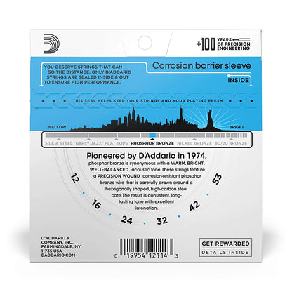 D'Addario EJ16 Acoustic 12-53 Light Guitar Strings