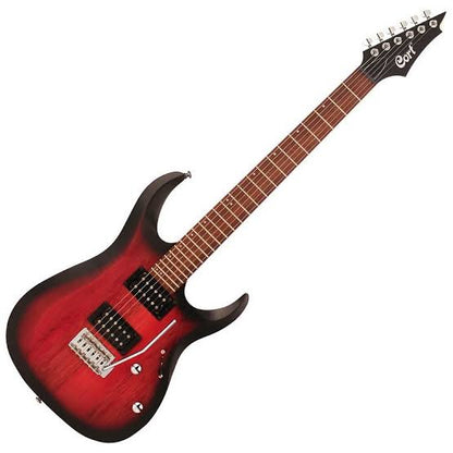 Cort X100 Open Pore Blackcherry Burst HH Electric Guitar with Tremolo