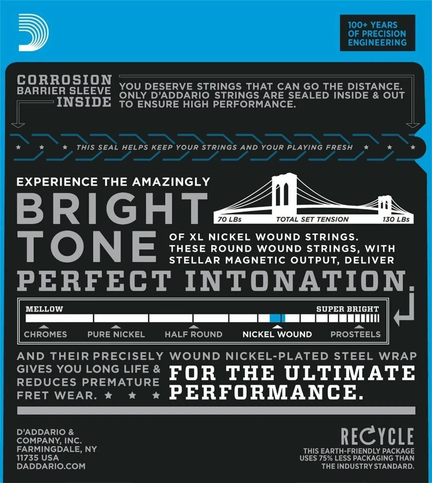 D'Addario EXL110 Nickel Wound 10-46 Super Light Electric Guitar Strings (Nickel)