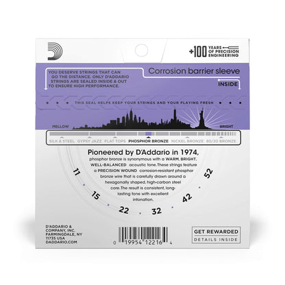 D'Addario EJ26 Acoustic 11-52 Custom Light Guitar Strings